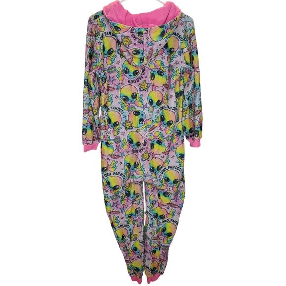 The Children’s Place Kids Alien Fleece Hooded Pajama XL 14 Rainbow - Picture 2 of 6